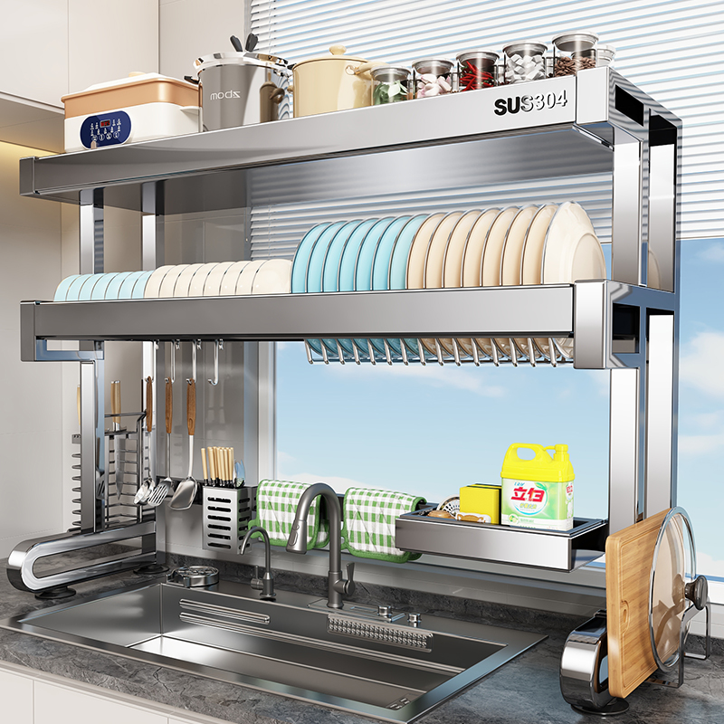 加厚不锈钢厨房水槽置物架