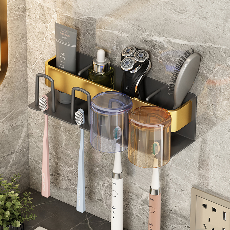 壹家四口牙刷架免打孔牙膏挂架壁挂式牙杯漱口杯置物杯架收納架子在類目 家庭/個人清潔工具, 衛浴用具/衛浴配件, 牙刷架/牙具座中 - 來自Buy2taobao.com提供專業的淘寶代購服務