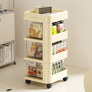 零食小推车家用客厅简约风饮料杂物收纳柜落地式可移动多层置物架