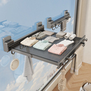 吸盘折叠壁挂伸缩晾衣架阳台家用隐形晾晒网室内凉晒袜子晾衣神器