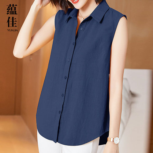 无袖棉麻背心加大码韩版宽松