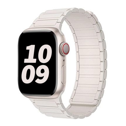 适用官方苹果手表表带iwatch硅胶磁吸新款applewatch10运动男女回环三株款41/45mm创意个性ultra高级配件手链
