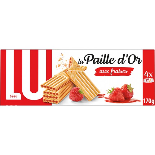 法国直邮LU露怡La Paille金砖草莓覆盆子夹心威化饼干