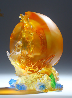 琉璃寿桃寿星摆件贺寿礼品送长辈