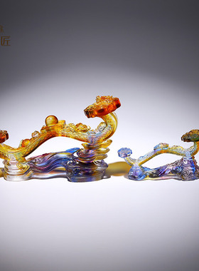 琉璃中式万事如意玉石摆件客厅