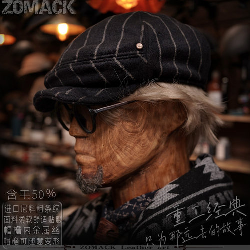 贝雷帽子vintage男呢料美式复古