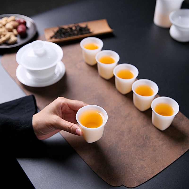 正品德化白瓷冰种白玉瓷功夫茶具套装高档羊脂玉盖碗茶杯家用礼品