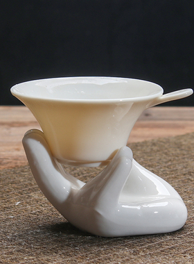 白色佛手茶漏陶瓷茶滤网家用茶叶过滤器便携功夫茶具茶道配件整套