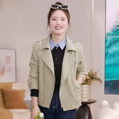 新款 工装 风衣女短外套小个子2026春秋季 洋气百搭高端休闲翻领夹克