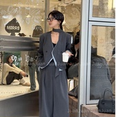西装 外套西装 套装 2025年春秋新款 拼接衬衫 飘带设计西装 裤 子两件套