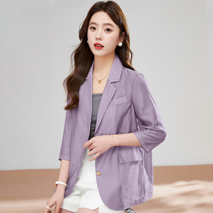 天丝西装外套女薄款2026夏天新款休闲气质防晒西服薄外套小个子