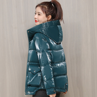 气质减龄印花羽绒服女短款 韩版 加厚外套 新款 亮面羽绒服女2025冬装