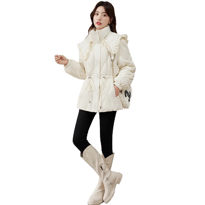 娃娃领羽绒服女收腰显瘦小个子