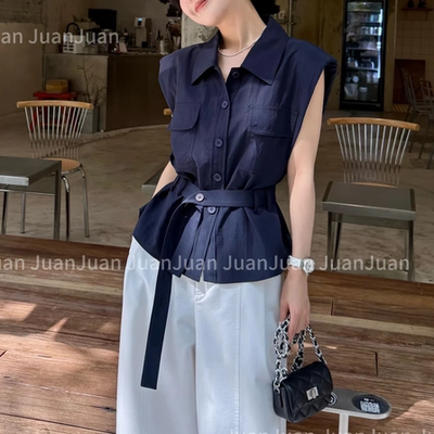 无袖短外套薄款透气天丝衬衫上衣