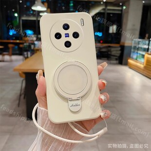 x100s简约x90液态硅胶x80超薄x70软x60x50全包女U型磁吸英文支架 x100pro 适用vivox300手机壳x200ultra x100