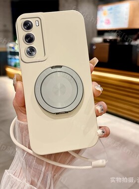 适用opporeno12pro手机壳天使眼支架360旋转磁吸新款reno12保护套reno11/reno10全包reno9防摔女液态硅胶