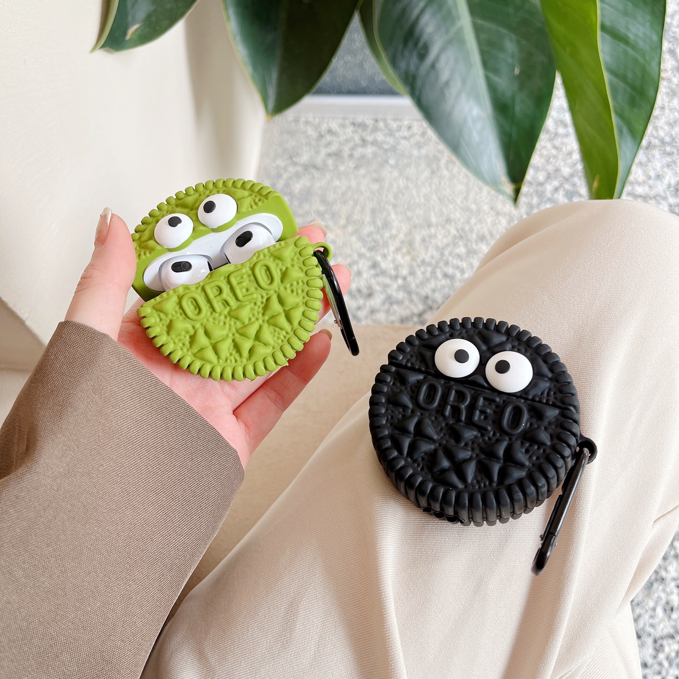 立体小眼睛奥利奥适用华为freebuds4e保护套freebuds5耳机套freebuds5i无线华为freebudspro2保护壳硅胶软壳