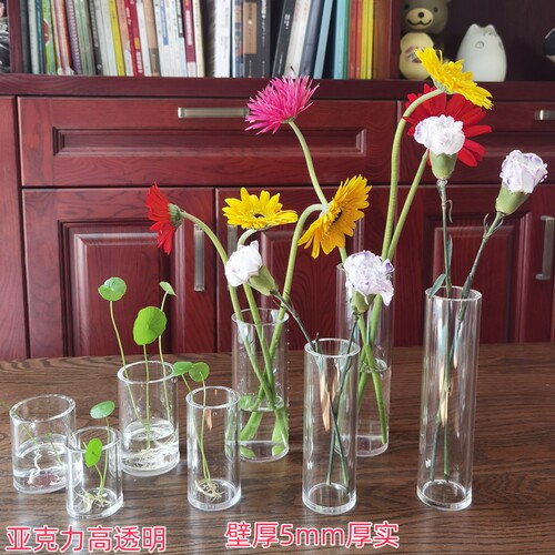 亚克力透明圆管试管花瓶水培