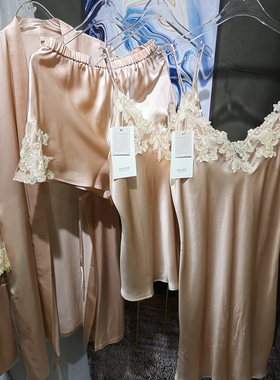 藏不住的慵懒蕾丝重磅真丝睡衣长睡袍19mm桑蚕丝LP家居服吊带套装