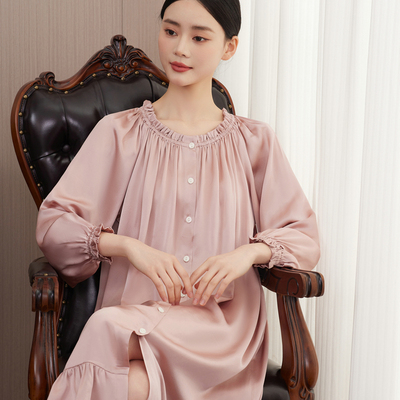 少女粉胖MM 高级感真丝显高显瘦100桑蚕丝睡裙连衣裙孕妇大码睡衣