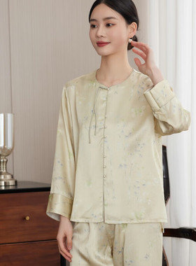 宅家治愈 新中式重磅真丝睡衣上衣裤子100桑蚕丝可外穿家