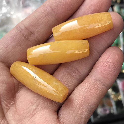 云南黄玉天珠挂件手链配饰毛衣链大米珠吊坠黄龙玉路路通桶珠吊坠