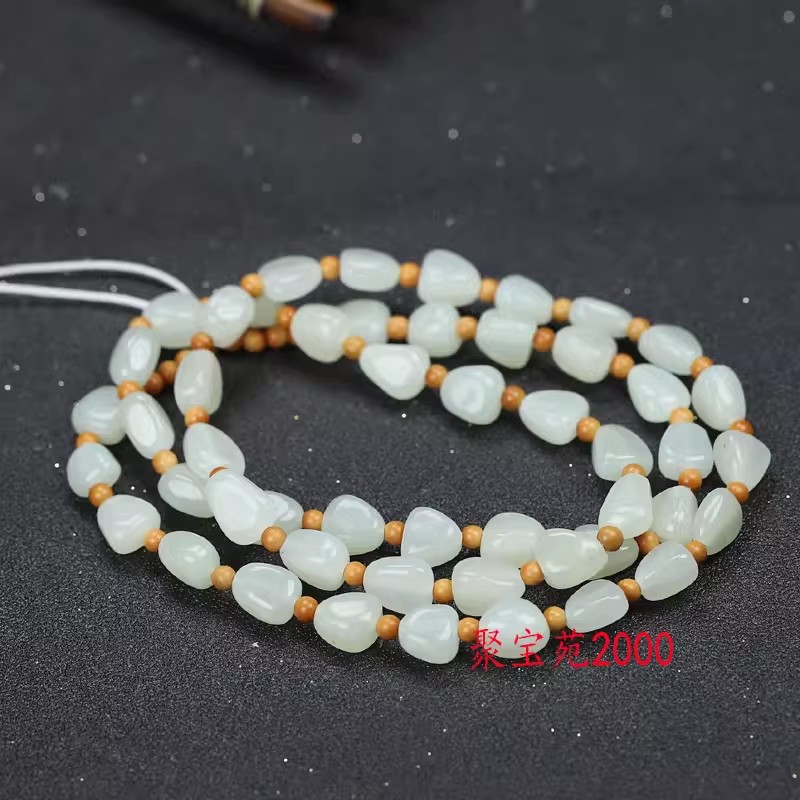 青白玉挂绳男女玉石项链随形珠手串毛衣链手工天然和田玉项链手链