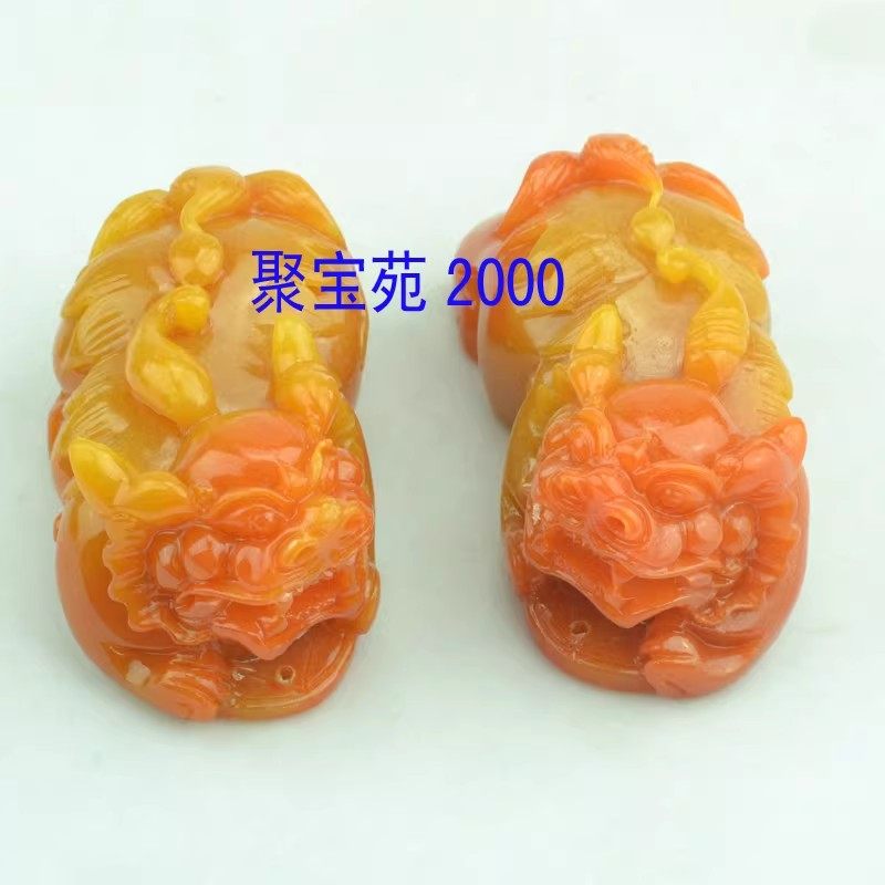 新款皮休玉器手玩件仿黄龙玉玉石霸王貔貅小摆件情侣款貔貅手把件