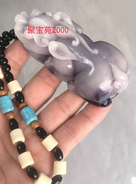 仿玉石招财貔貅把玩件玉神兽摆件盘玩新疆和田玉烟紫色貔貅手把件