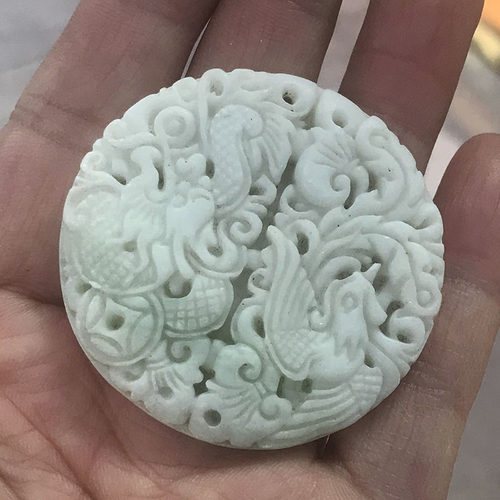 玉石圆龙凤吊坠玉牌车挂腰佩招财护身天然陕西蓝田玉a货龙凤挂件