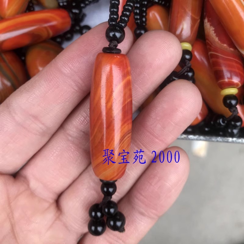 时尚女士毛衣链饰品路路通挂件带缠丝天然战国红玛瑙桶珠项链吊坠