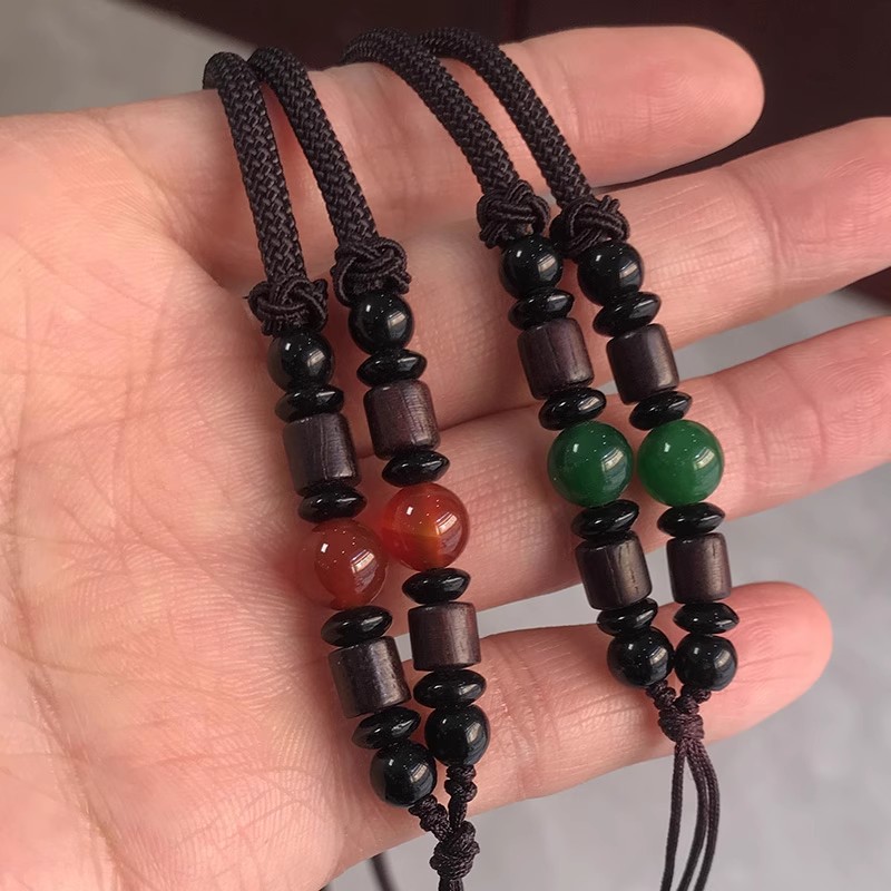 玉挂绳男女玉坠挂绳毛衣链饰品绳天然玛瑙玉珠吊坠绳手工编织项链