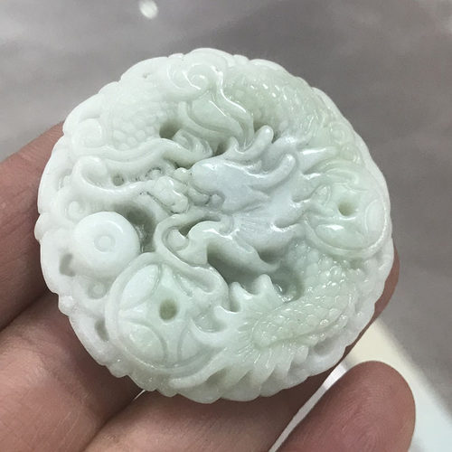 玉石金钱龙吊坠玉牌车挂腰佩招财圆龙牌天然陕西蓝田玉生肖龙挂件