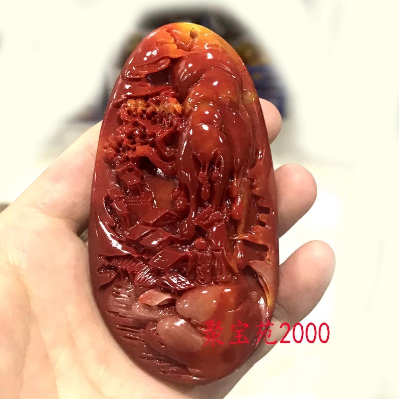 文玩玉石把玩件玉手玩件黄龙玉山水把件男女士仿寿山石松树手把件