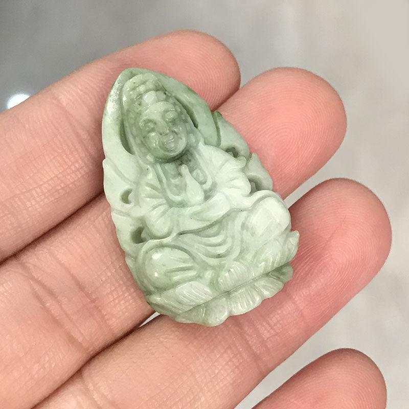 玉石护身挂件礼物天然南阳独山玉观音菩萨吊坠女儿童平安观音吊坠