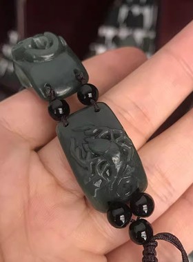 霸气玉石手串玉器五毒手排手饰男款天然新疆和田玉青玉五毒手链