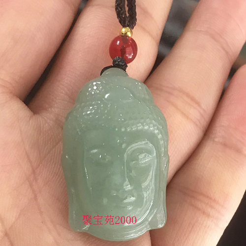 天然东陵玉释迦摩尼玉坠男女守护神佛头挂件晴水绿玉石观音头吊坠