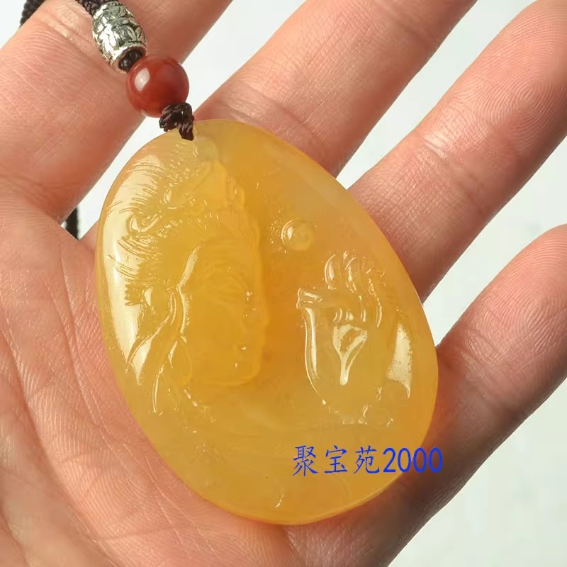 黄龙玉石观世音菩萨挂件保平安项链玉佩男女款新款黄龙玉观音吊坠