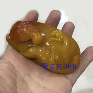 十二生肖马把玩件男文玩玉雕摆件礼品玉石马上封侯黄龙玉马手把件