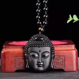 生肖守护神大日如来主石精雕释迦牟尼挂件天然黑曜石如来佛佛吊坠