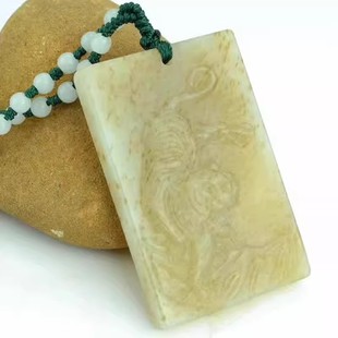 带水草玉石下山虎玉佩男女款大气毛衣链玉牌天然新疆和田玉虎挂件