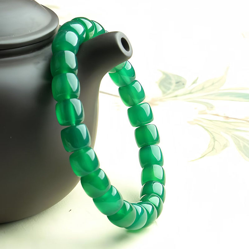 原石玉髓单圈时尚水晶手饰玛瑙手串男女玉石直切老型散珠文玩手链