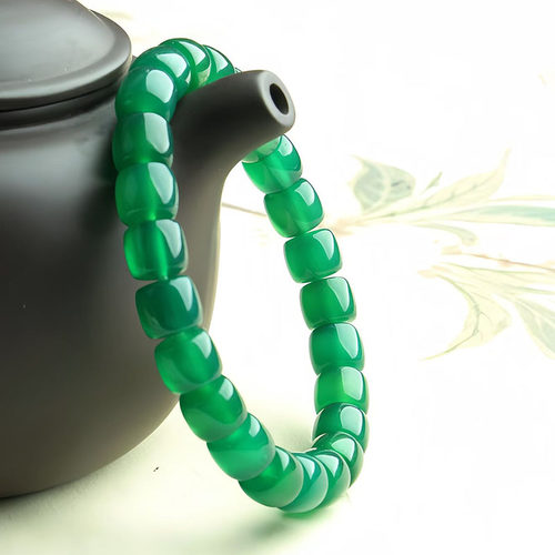 原石玉髓单圈时尚水晶手饰玛瑙手串男女玉石直切老型散珠文玩手链