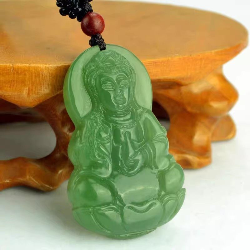 平安佛像玉牌挂件玉石菩萨玉佩男女士保真天然新疆和田玉观音吊坠