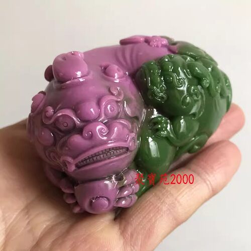 霸气母子皮休把玩件仿苏纪石玉瑞兽车载摆件南非舒俱来貔貅手把件