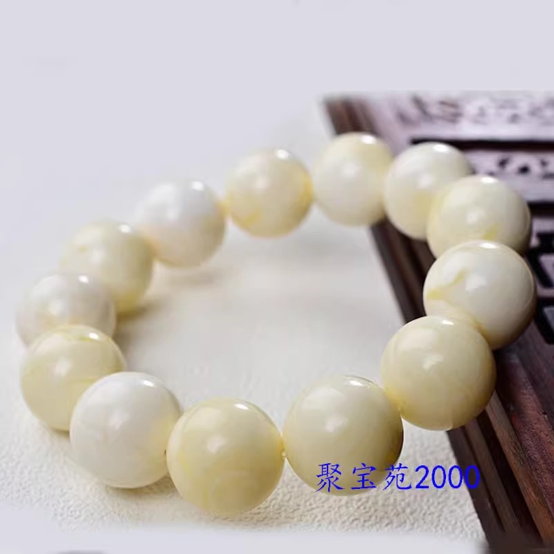 蜜蜡手串骨瓷白蜜蜡单圈手串手饰男女仿天然波罗的海白蜜琥珀手链
