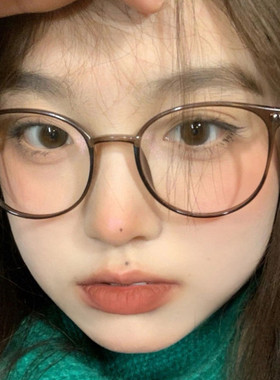 tr90超轻茶色透明冷茶色眼镜框女镜框素颜神器镜架男可配近视镜片