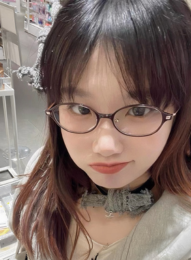 超轻书呆子小众眼镜框女超窄椭圆棕色小框高度数小脸纯钛红色文艺