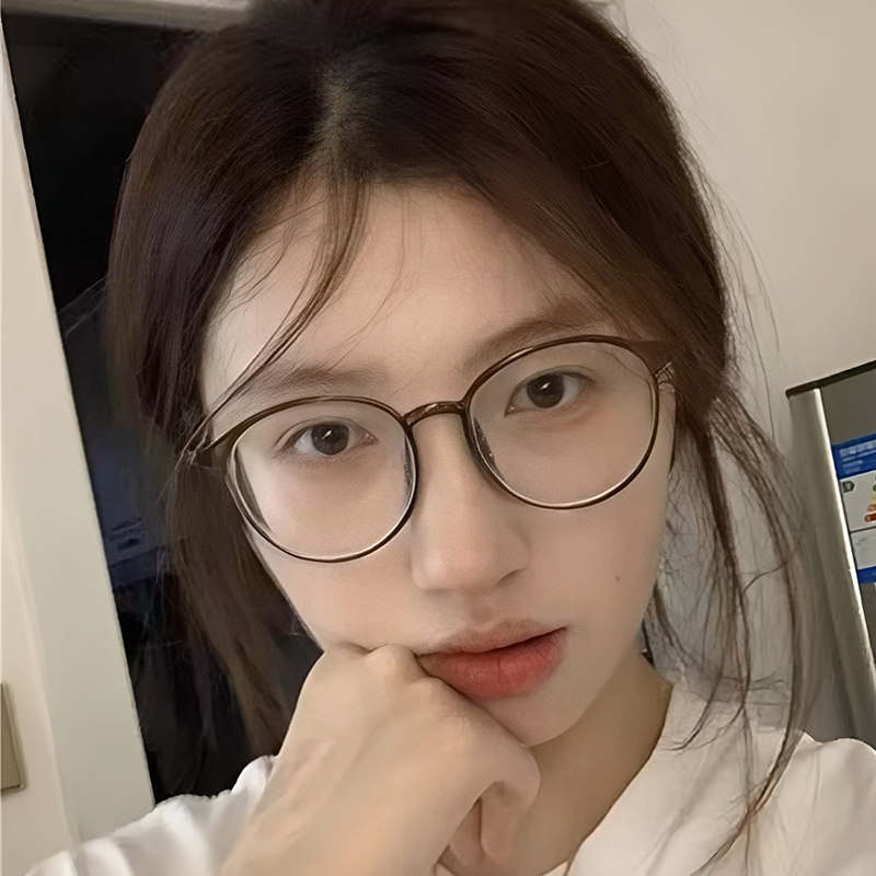 韩版超轻TR90素颜眼镜冷茶色近视女眼镜框可配镜片日系眼睛架男潮