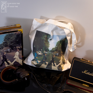 Beatles 约翰列侬单肩小众手提休闲 披头士The 摇滚乐队帆布包经典